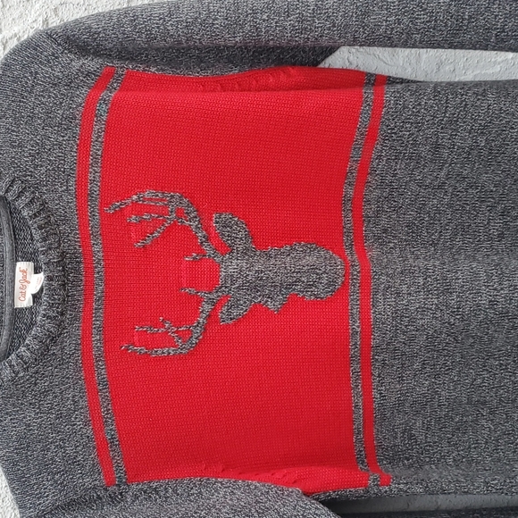 Cat & Jack Gray & Red Reindeer Deer Christmas Holiday Sweater Size XL - Picture 3 of 6
